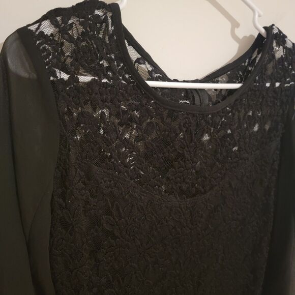 Vintage Connected Apparel Size 6 Dress Knee Length Scalloped Black Witchy Goth - Picture 3 of 10